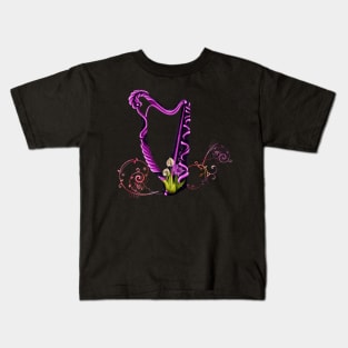 Wonderful elegant harp and flowers Kids T-Shirt